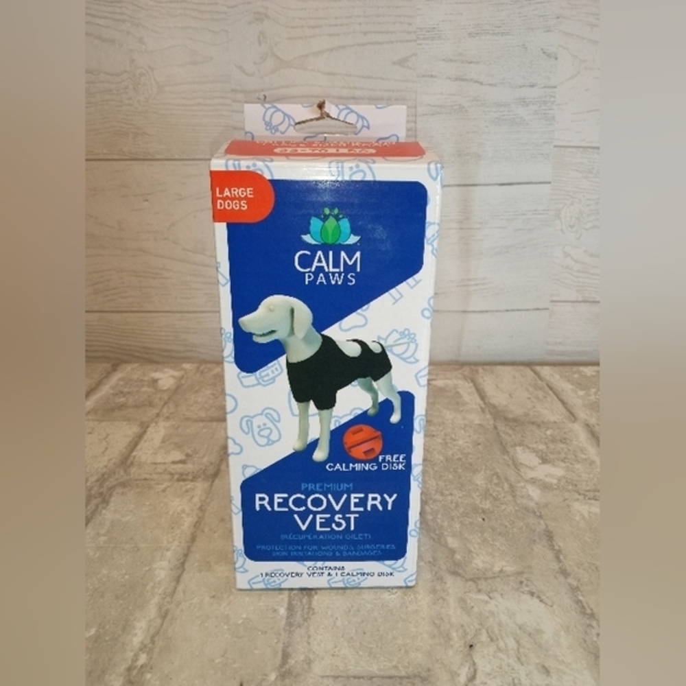 Calm Paws Premium Recovery Vest For Large‎ Dogs (Free Calming Disk) NWT